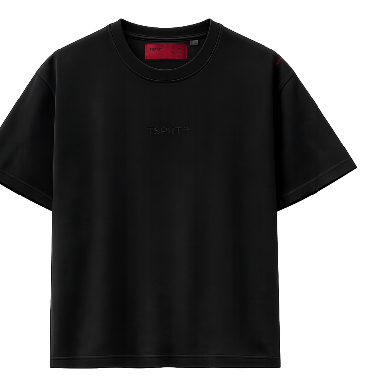 The Usual Tee — Object 001, black essential jersey